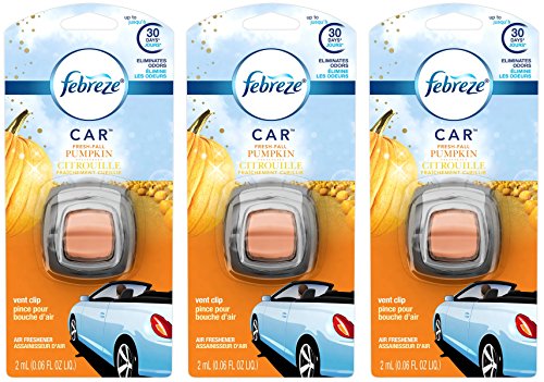 Product Cover Febreze Car Vent Clip Air Freshener - Fresh-Fall Pumpkin - Holiday Collection 2017 - Net Wt. 0.06 FL OZ (2 mL) Per Vent Clip - Pack of 3 Vent Clips