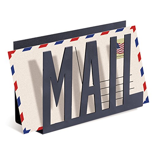 Product Cover MyGift Black Metal Desktop Cutout Mail Letter Holder