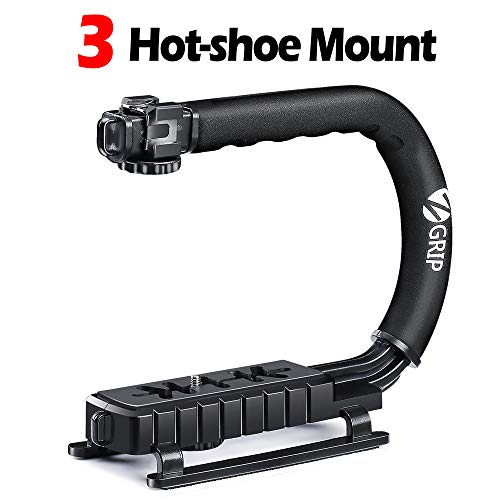 Product Cover Zeadio Triple Hot-Shoe Mounts Handheld Stabilizer, Video Stabilizing Handle Grip for Canon Nikon Sony Panasonic Pentax Olympus DSLR Camera Camcorder