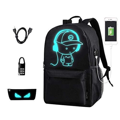 Product Cover School Backpack SKL Anime Cartoon School Bookbag with USB Charging Port for Boys Girls