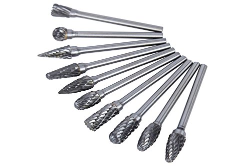 Product Cover   HOMEIDOL 10pcs 1/8 inches Double Cut Tungsten Carbide Rotary Files Diamond Burrs Set Fits Dremel Rotary Tool for Grinder Drill, DIY Wood-working Carving, Metal Polishing, Engraving, Drilling