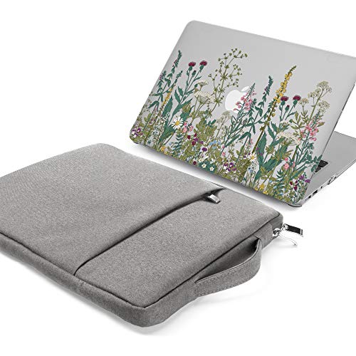 Product Cover GMYLE MacBook Air 13 Inch Case A1466 A1369 Old Version 2010 2017 and 13 13.3 Inch Handle Carrying Sleeve Bag 2 in 1 Set (Garden Flower & Grey)