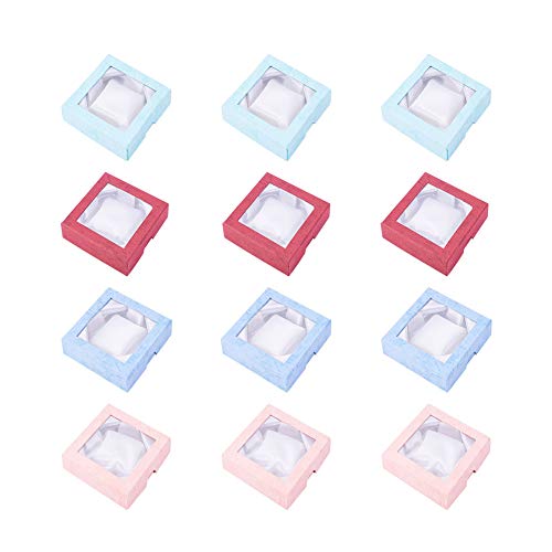 Product Cover PH PandaHall 12 Pcs Cardboard Small Jewelry Boxes Gift Packaging Boxes 9x9x2cm for Bangle, Bracelet and Necklace Mixed Color