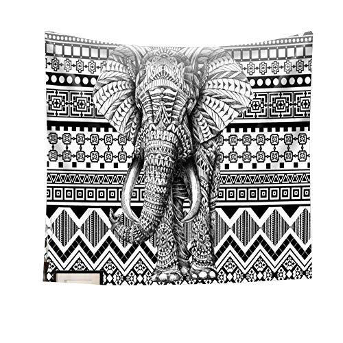 Product Cover chengsan Black and White Elephant Wall Tapestry Hanging - Polyester Fabric Wall Art Tapestries Home Decor - 59