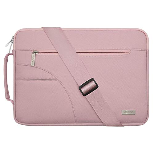 Product Cover MOSISO Laptop Shoulder Bag Compatible with 13-13.3 inch MacBook Pro, MacBook Air, Notebook Computer, Protective Polyester Carrying Handbag Briefcase Sleeve Case Cover with Side Handle, Pink