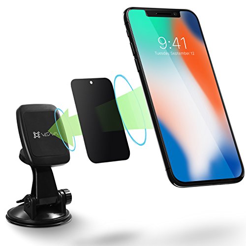 Product Cover Car Phone Mount, Vena [6Netic] Magnetic Car Mount, Windshield & Dashboard Suction Cup Holder for iPhone 11/11 Pro/11 Pro MAX/XR/XS/ XS MAX/X/8 Plus/8/7, Galaxy S10/S9/S8 Plus and More - Black