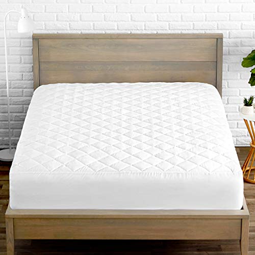 Product Cover Bare Home Quilted Fitted Mattress Pad - Cooling Mattress Topper - Hypoallergenic Down Alternative Fiberfill - Stretch-to-Fit (Full XL)