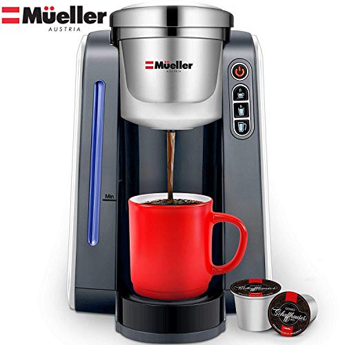 Product Cover Mueller Ultima Single Serve Pod Compatible Coffee Maker Machine With 4 Brew Sizes for 1.0 and 2.0 Pods. Rapid Brew Technology with Large Removable 48 oz Water Tank