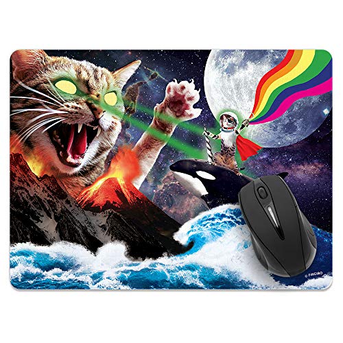 Product Cover Extra Large (X-Large) Size Non-Slip Rectangle Mousepad, FINCIBO Whale Astronaut Cat Mouse Pad for Home, Office and Gaming Desk
