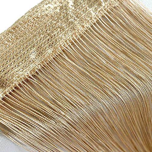 Product Cover NUOMI Door String Curtain Wall Panel Window Room Divider Blind, Home Decorative Tassel Screen Ribbon Strings, 100x200cm, Champagne
