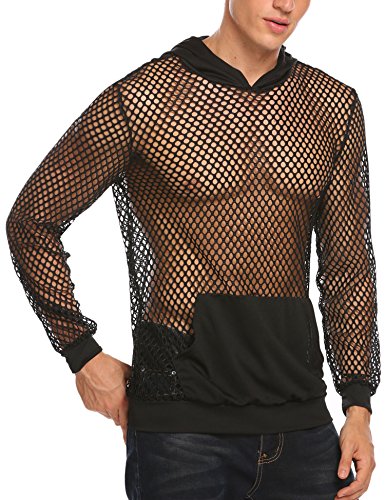 Product Cover COOFANDY Men's Sexy Fishnet See Through Tank Top Muscle Workout T Shirt Mesh Transparent Tees Top