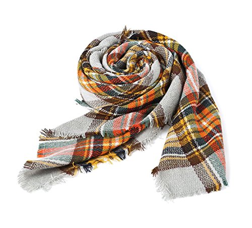 Product Cover Trendy Women's Cozy Warm Winter Fall Blanket Scarf Stylish Soft Chunky Checked Giant Scarves Shawl Cape