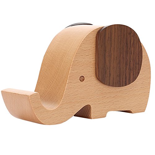 Product Cover Apor Cell Phone Stand, Wood Made Elephant Phone Stand for Smartphone with Pen Holder Desk Organizer