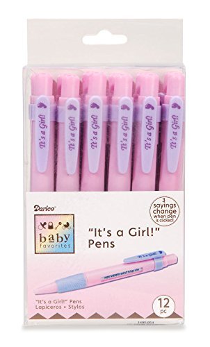 Product Cover Darice Piece Its a Girl Pen with Three Sayings, Pink (24 Pack)