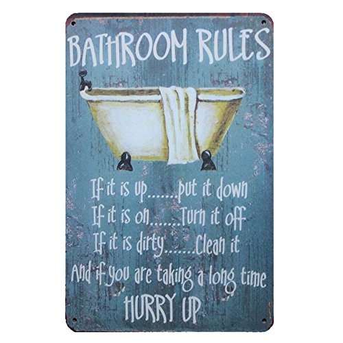 Product Cover Mega-Deal Bathroom Rules Rustic Bathroom Decor Vintage Wall Tin Sign 12