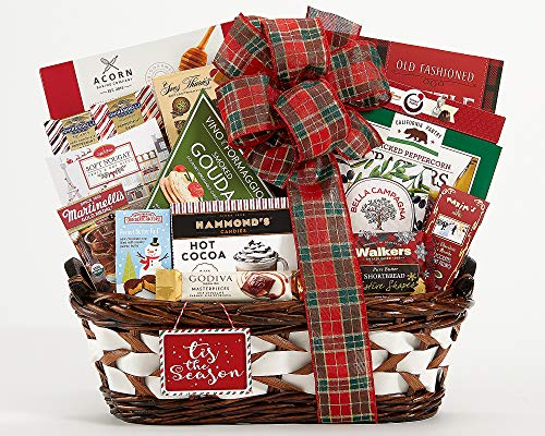 Product Cover Christmas Holiday Season's Greetings Gift Basket Gourmet Gift Variety Friends For Family Co Workers Office Men Women Godiva Rocky Mountain Chocolates Wine Country Gift Baskets
