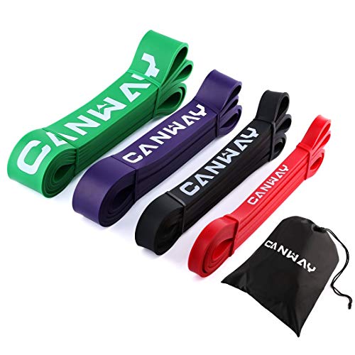 Product Cover CANWAY Pull Up Bands - Set of 4 - Resistance Bands - Premium Latex Loop Stretch Workout/Exercise Band Mobility & Powerlifting Assist Bands for Body Fitness Training (Set of 4 Bands)