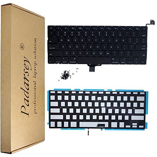 Product Cover Padarsey New Laptop Replacement Keyboard with Backlight Backlit for MacBook Pro 13-inch A1278 2008-2015 Year with 80Pce Keyboard Screws