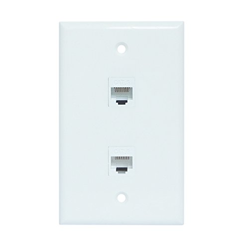 Product Cover Ethernet Wall Plate 2 Port, BUPLDET Cat6 RJ45 Ethernet Cable Wall Plate Female to Female - White