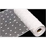 Product Cover 10 inch x 30 feet Poly Jute Snowball Cotton Ball Deco Mesh Ribbon (White) : RY820027