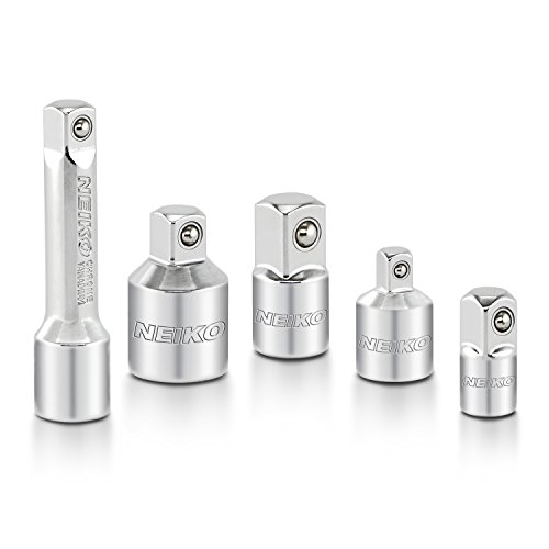Product Cover Neiko 30201A Socket Adapter and Drive Reducer Set, 5 Piece | Premium Cr-V Steel with Mirror Chrome Finish