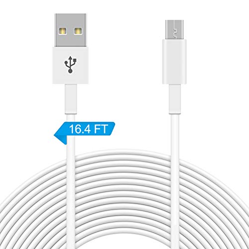 Product Cover 16.4FT Power Extension Cable for WyzeCam,WyzeCam Pan,YI Camera,NestCam Indoor,Netvue,KasaCam Indoor,Furbo Dog,Blink,Amazon Cloud Cam etc,USB to Micro USB Data Sync Charging Cord for Security Camera
