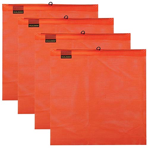 Product Cover VULCAN Bright Orange Safety Flag with Wire Loop (18 Inch x 18 Inch - Vinyl Coated Polyester Construction, 4 Pack) - Designed for Oversized Load and Wide Load Marking