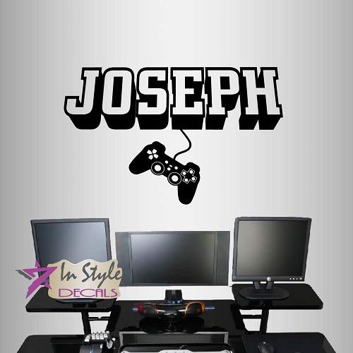 Product Cover In-Style Decals Wall Vinyl Decal Home Decor Art Sticker 3D Personalized Name Boy Girl Gamer Controller Video Game Studio Teen Nursery Play Room Removable Stylish Mural Unique Design 2443