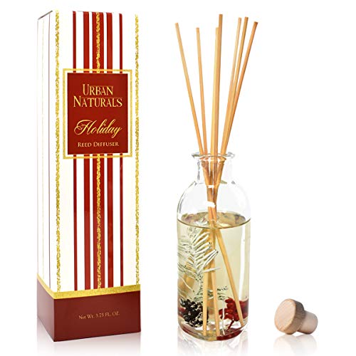 Product Cover Urban Naturals Winter Mint Peppermint Essential Oil Reed Diffuser Sticks Set Peppermint Leaf, Spearmint & Eucalyptus Essential Oils | Festive Holiday Scent for Fall, Winter & Christmas