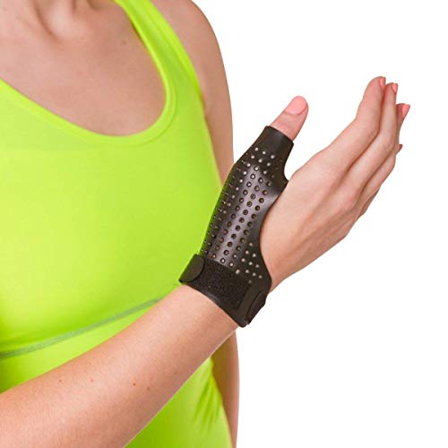 Product Cover BraceAbility Hard Plastic Thumb Splint | Arthritis Treatment Brace to Immobilize & Stabilize CMC, Basal and MCP Joints for Trigger Thumb, Tendonitis Pain, Sprains (Small - Left Hand)