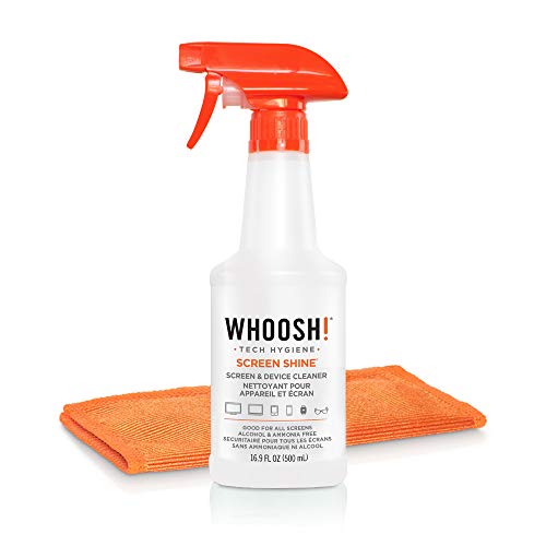 Product Cover WHOOSH! Screen Cleaner Kit - Best for Smartphones, iPads, Eyeglasses, Kindle, Touchscreen & TVs - Includes 1 Unit of 500ml/16.9 fl oz (14x14) W! Cloth + Bonus (6x6) W!Cloth - Amazon Pack