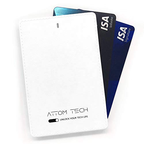 Product Cover Attom Tech 2500mAh Power Bank Mini,Back-up Phone Battery Pack Ultra Slim,Pocket Size Thin External Phone Battery Pack Emergency Phone Power Built-in Charging Cable for Android Micro USB and Apple(WHT)