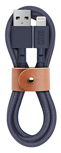 Product Cover Native Union Belt Cable - 4ft Ultra-Strong Reinforced [Apple MFi Certified] Durable Lightning to USB Charging Cable with Leather Strap for iPhone/iPad (Marine)
