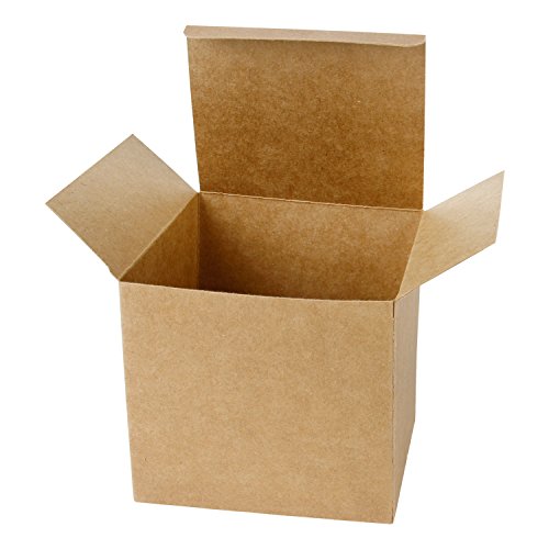 Product Cover LaRibbons 20Pcs Recycled Gift Boxes - 5 x 5 x 5 inches Brown Paper Box Kraft Cardboard Boxes with Lids for Party, Wedding, Gift Wrap