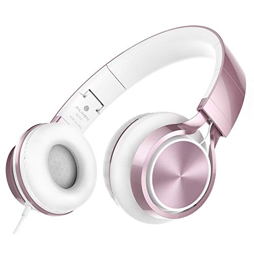 Product Cover AILIHEN MS300 Wired Headphones, Stereo Foldable Headset for iOS Android Smartphone Laptop Tablet PC Computer (Rose Gold)