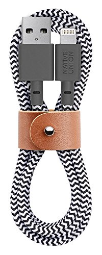 Product Cover Native Union Belt Cable - 4ft Ultra-Strong Reinforced [Apple MFi Certified] Lightning to USB Charging Cable with Leather Strap for iPhone/iPad (Zebra)