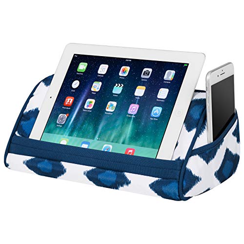 Product Cover LapGear Designer Microbead Tablet Pillow Stand with Phone Pocket - Navy Ikat - Fits Most Tablet Devices - Style No. 35523