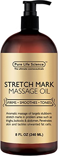 Product Cover Anti Stretch Marks Massage Oil - All Natural Ingredients - Penetrates Skin 6X Deeper Than Stretch Mark Cream - Targets Unwanted Fat Tissues & Improves Skin Firmness - 8 OZ