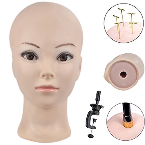 Product Cover Cosmetology Bald Manikin Mannequin Head for Wigs Making Wig Display Hat Display Glasses Display with Free Clamp