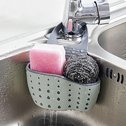 Product Cover Sink Caddy Sponge Holder Soap Holder, kathson Green Plastic Saddle Faucet Caddy Desk Organizer Pen Holder