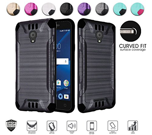 Product Cover MYFAVCELL Alcatel Verso Case, IdealXcite case, CameoX case 5044R, Alcatel U50 case 5044S, Heavy Duty Metallic Brushed Slim Hybrid Shockpoof Dual Layer Armor Defender Protective Case (Black)