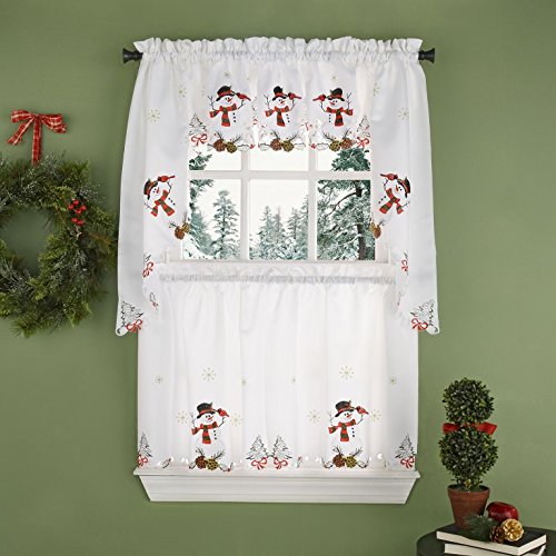 Product Cover LORRAINE HOME FASHIONS Snowmen, Window Curtain Tier Pair, 58