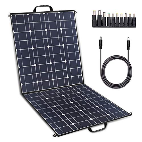 Product Cover TWELSEAVAN 100W Solar Panel Foldable Portable Solar Charger for Jackery Explorer 160/240/500 Power Station/Suaoki/Goal Zero Yeti/Rockpals/Kyng Power Solar Generator, 12V Battery, with Dual USB Ports