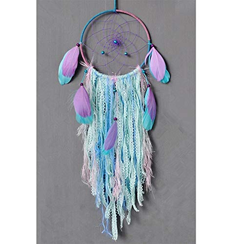 Product Cover Dream Catcher Handmade Traditional White Feather Wind Chime Wall Hanging Home Decoration (Purple Bohemia Dream Catcher)