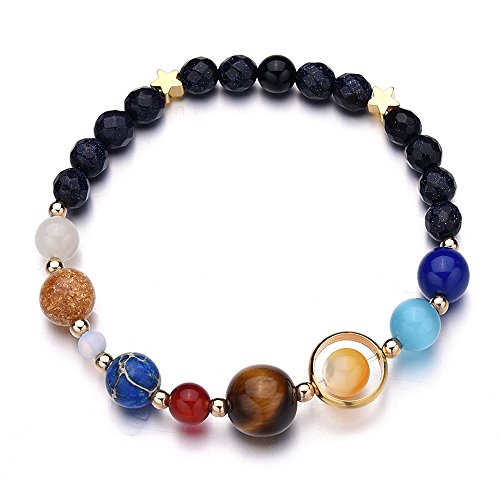 Product Cover MENGLINA Women Stone Bead Charm Bracelet Universe Galaxy The Eight Planets Nine Planets in The Solar System Guardian Star Bracelets