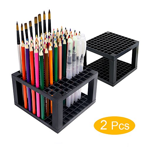 Product Cover 96 slots Pencil Holder - Desk Stationary Standing Organizer Holder, Perfect for Pen/Pencil, Paint Brush, Gel Pen, and More by WeiBonD (2 Packs)