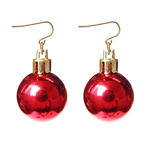 Product Cover Gifts Ornament Dangle Earrings For Women Girls Christmas Red Ball Alloy RareLove