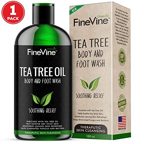 Product Cover 100% Natural Tea Tree Body Wash| Organic Tea Tree Oil Body Wash Made in USA| Cleansing Body Wash Fights off Jock Itch & Nail Fungus| Body Wash Treats Athletes Foot, Ec-zema, Ring Worm, Odor