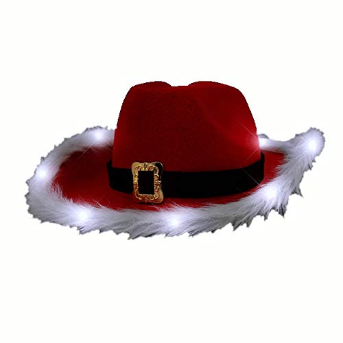 Product Cover blinkee LED Flashing Christmas Cowboy Red Santa Clause Western Holiday Hat by