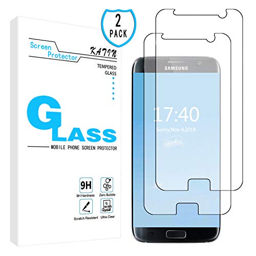 Product Cover KATIN Galaxy S7 Screen Protector - [2-Pack] Tempered Glass for Samsung Galaxy S7 Screen Protector Easy to Install, Bubble Free with Lifetime Replacement Warranty